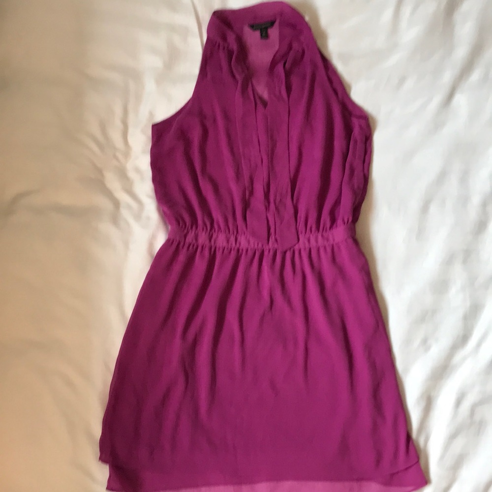Banana Republic orchid pink sleeveless bow neck semi sheer lined petite dressEUC